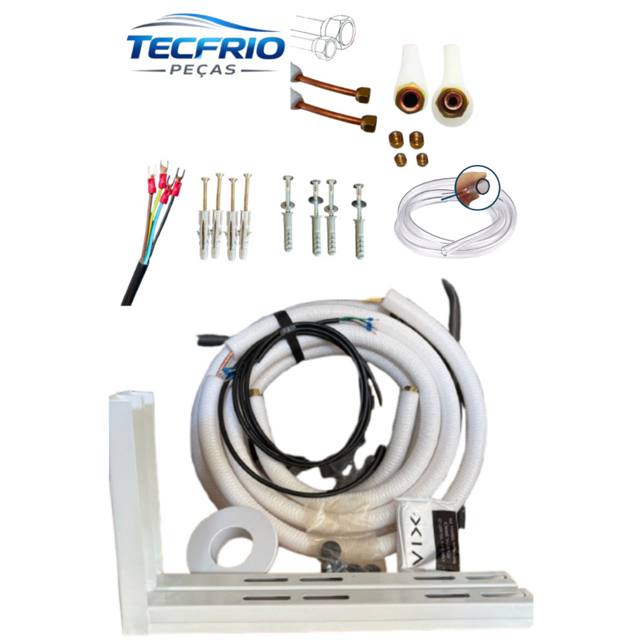 Kit Instalação Ar Condicionado Inverter 9000/12000 BTUs 10 Metros Completo com Suporte 100% Cobre Eluma Sem Emenda